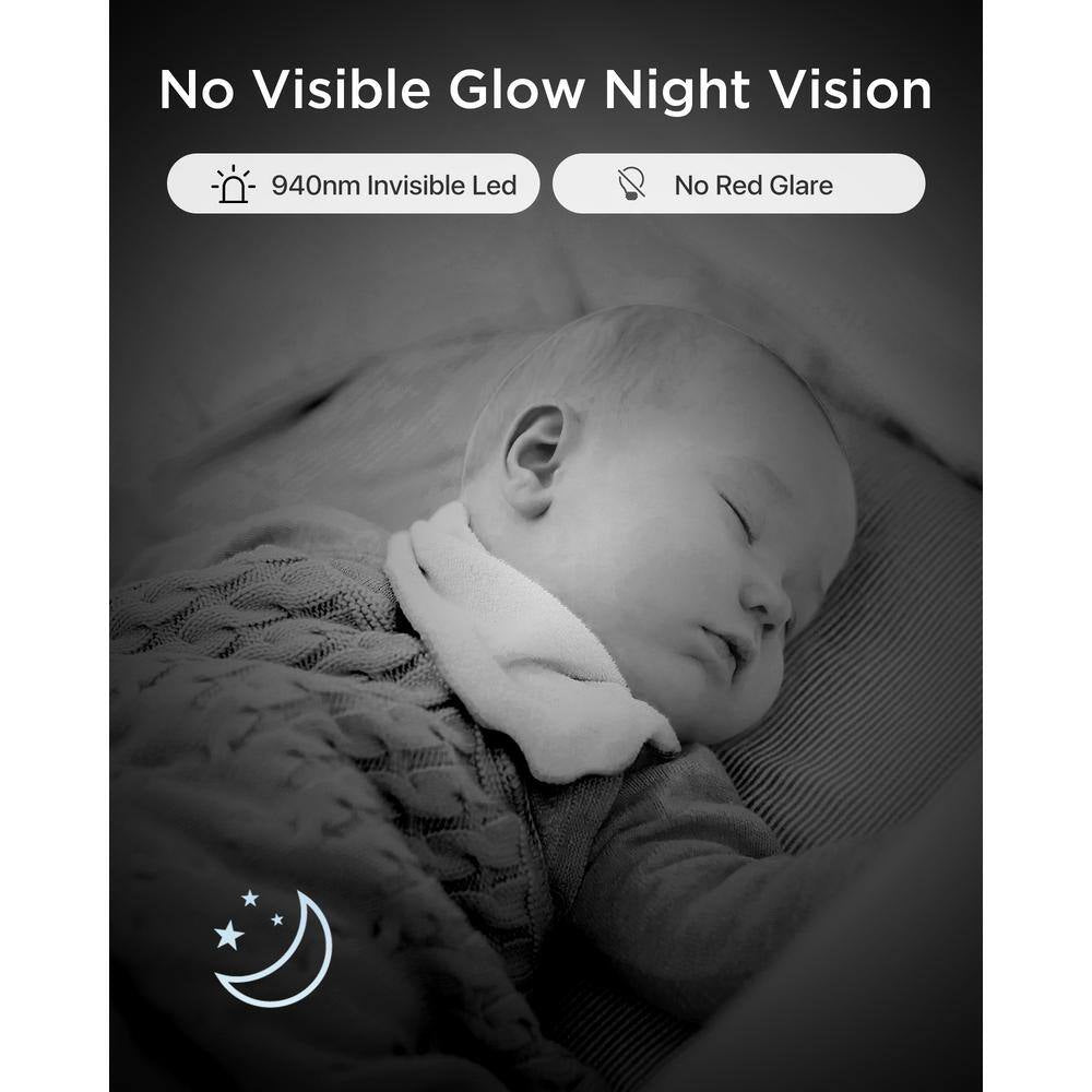 2.5K 4MP Smart Baby Monitor Camera with 64GB SD Card, AI Cry/Face/Area Departure Detect, 2.4G & 5G Wi-Fi