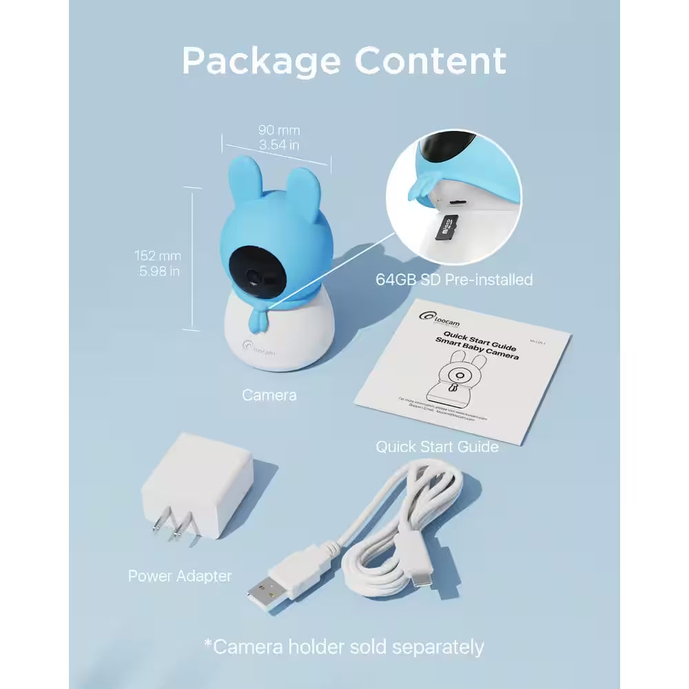 2.5K 4MP Smart Baby Monitor Camera with 64GB SD Card, AI Cry/Face/Area Departure Detect, 2.4G & 5G Wi-Fi
