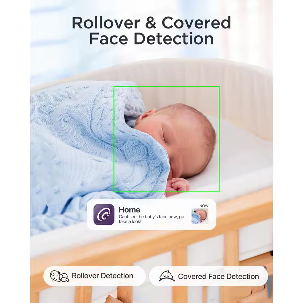 2.5K 4MP Smart Baby Monitor Camera with 64GB SD Card, AI Cry/Face/Area Departure Detect, 2.4G & 5G Wi-Fi