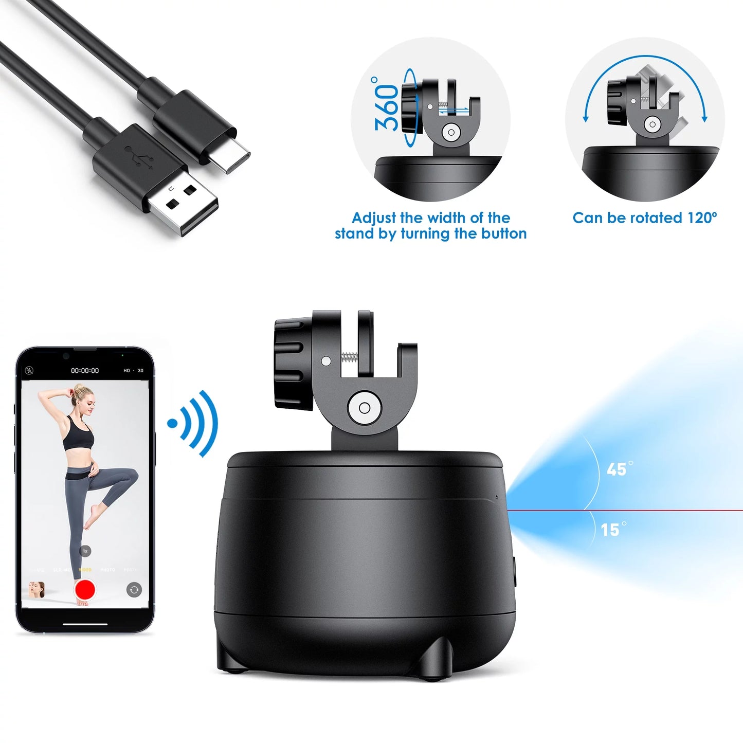 Gimbal Stabilizer & Selfie Stick, 360° Rotation Auto Tracking Phone Holder, Selfie Stick Phone Tripod for Live Vlog, Tiktok, Youtube Livestream. Rechargeable Battery, No App Required