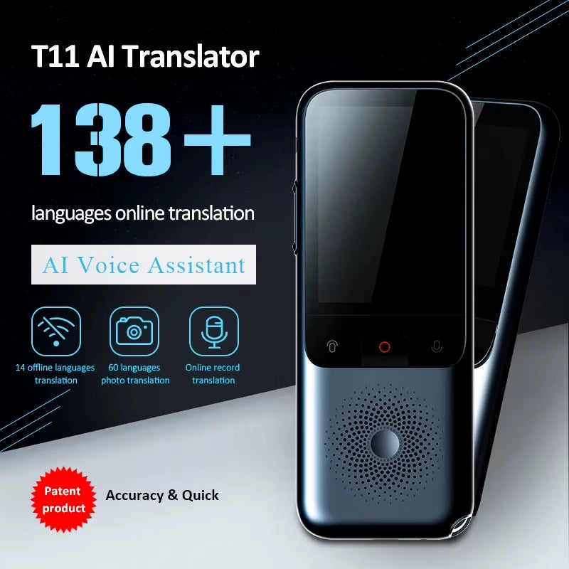 2025 T11 Portable Audio Translator - Real-Time Smart Voice AI with 138 Language Offline Capability and Photo Translation