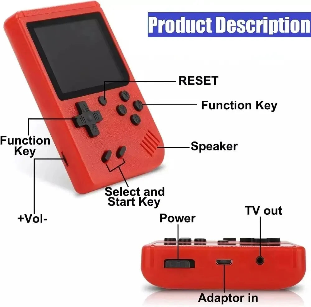 Portable Mini Handheld Retro Video Game Console with 500 Built-in Games and 3.0/2.4 Inch Color LCD Display