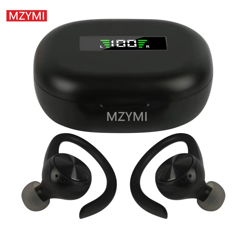 MZYMI Mini Wireless Bluetooth Headphones R200 Touch Control Earphones with Earhook TWS 9D Stereo Sound Earbuds for Sport