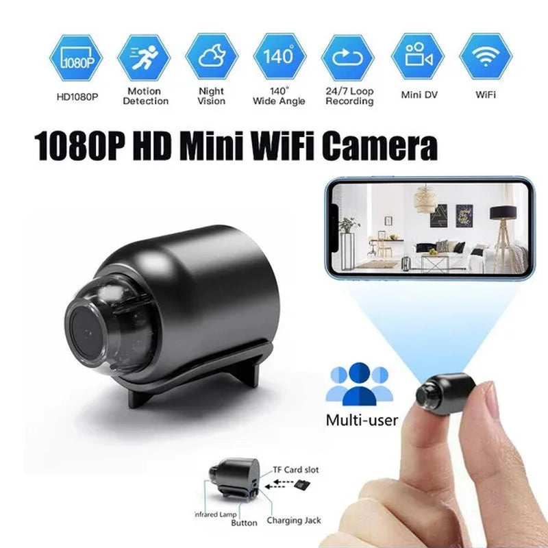 HD Camera Mini Wifi Wireless Camera Video Night Vision Remote Control Security Nanny Surveillance Camera for Car Home Office Safety System (Not Including SD Card)