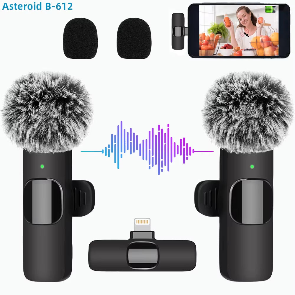 Wireless Lavalier Microphone for Portable Audio and Video Recording - Compatible with iPhone, Android, PC, and Cameras for Live Gaming and Phone Use