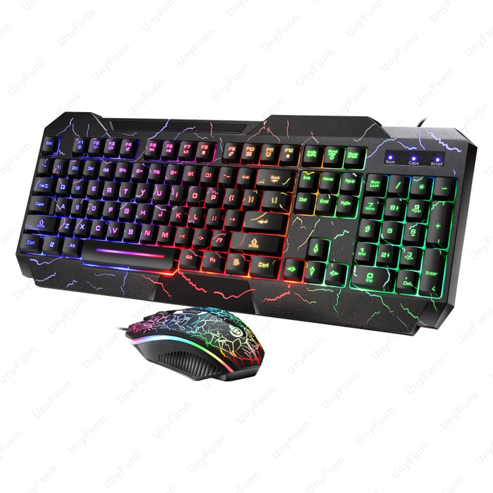 Ergonomic Gaming Keyboard and Mouse Set with Rainbow Backlight and Membrane Feel