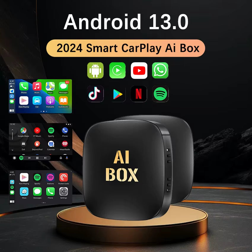 Android 13 Ai Box Wired to Wireless Carplay Android Auto Adapter Wifi for Youtube Nexflit Cars Smart Ai Box Bulit in Play Stroe