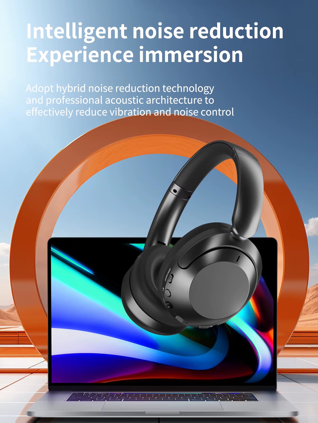 Wireless Bluetooth 5.0 Noise-Canceling Headphones with Microphone, Foldable Gaming Earphones with TF Card Support