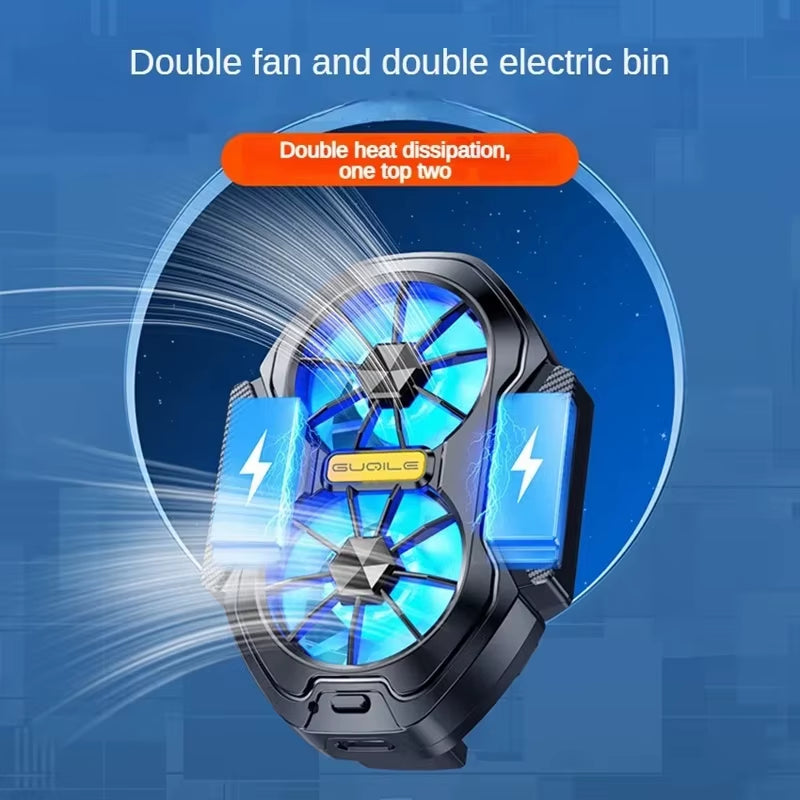 Universal Dual Fan Rechargeable Mobile Phone Cooling Radiator for iPhone 15, Xiaomi 14, Samsung, and OnePlus