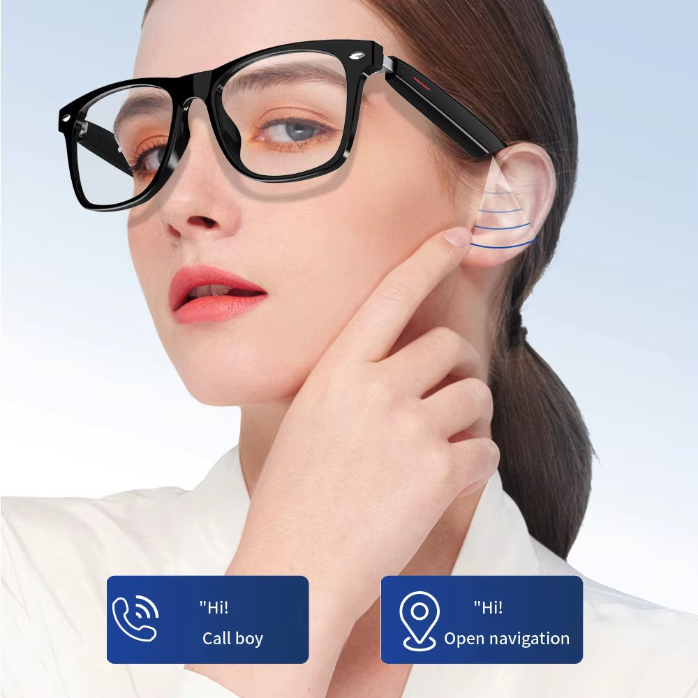 2 in 1 Headset Smart Glasses Blue Tooth Audio Call AI Voice Noise Reduction Music Eyewear Waterproof Speaker Mics Calls Eyeglass