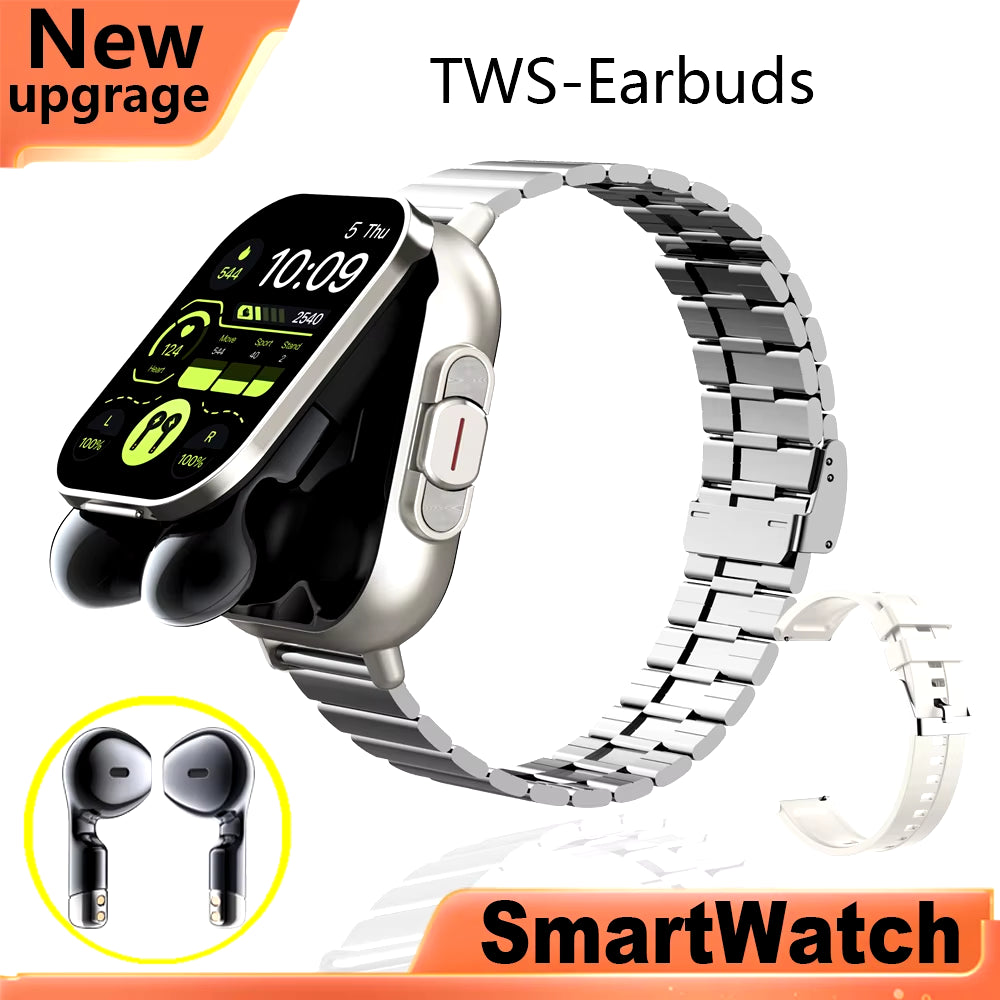 GPS Smart Watch TWS 2-In-1 Headset Bluetooth Call Heart Rate Blood Pressure Health Monitoring Headphones Play Music Smartwatch