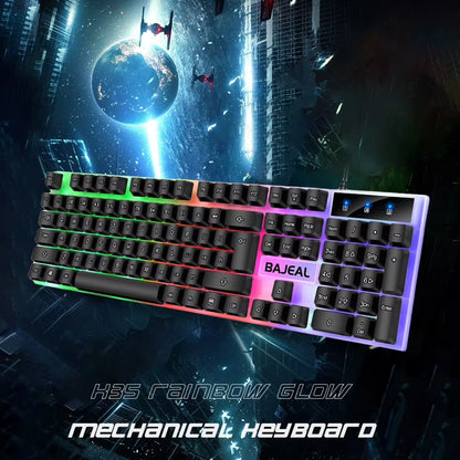 Mechanical RGB Gaming Keyboard with 98 Keys, Backlit Key Caps, USB Wired Connection for PC and Laptop Gamers