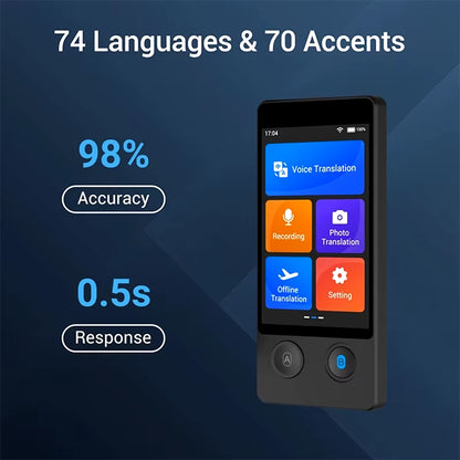 W12 Intelligent Voice Translator - 144 Languages, 3.7-Inch Real-Time Text and Photo Translation with Simultaneous Interpretation