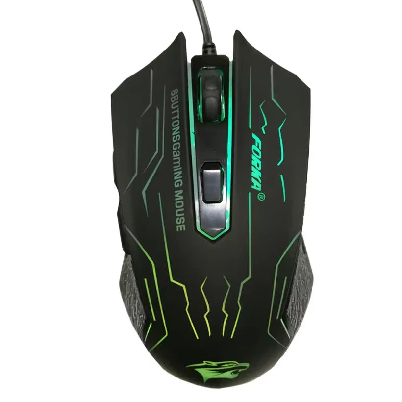 FORKA Silent Click USB Wired Gaming Mouse with 6 Buttons and 3200 DPI - Mute Optical Computer Mouse for PC, Laptop, and Notebook Gaming