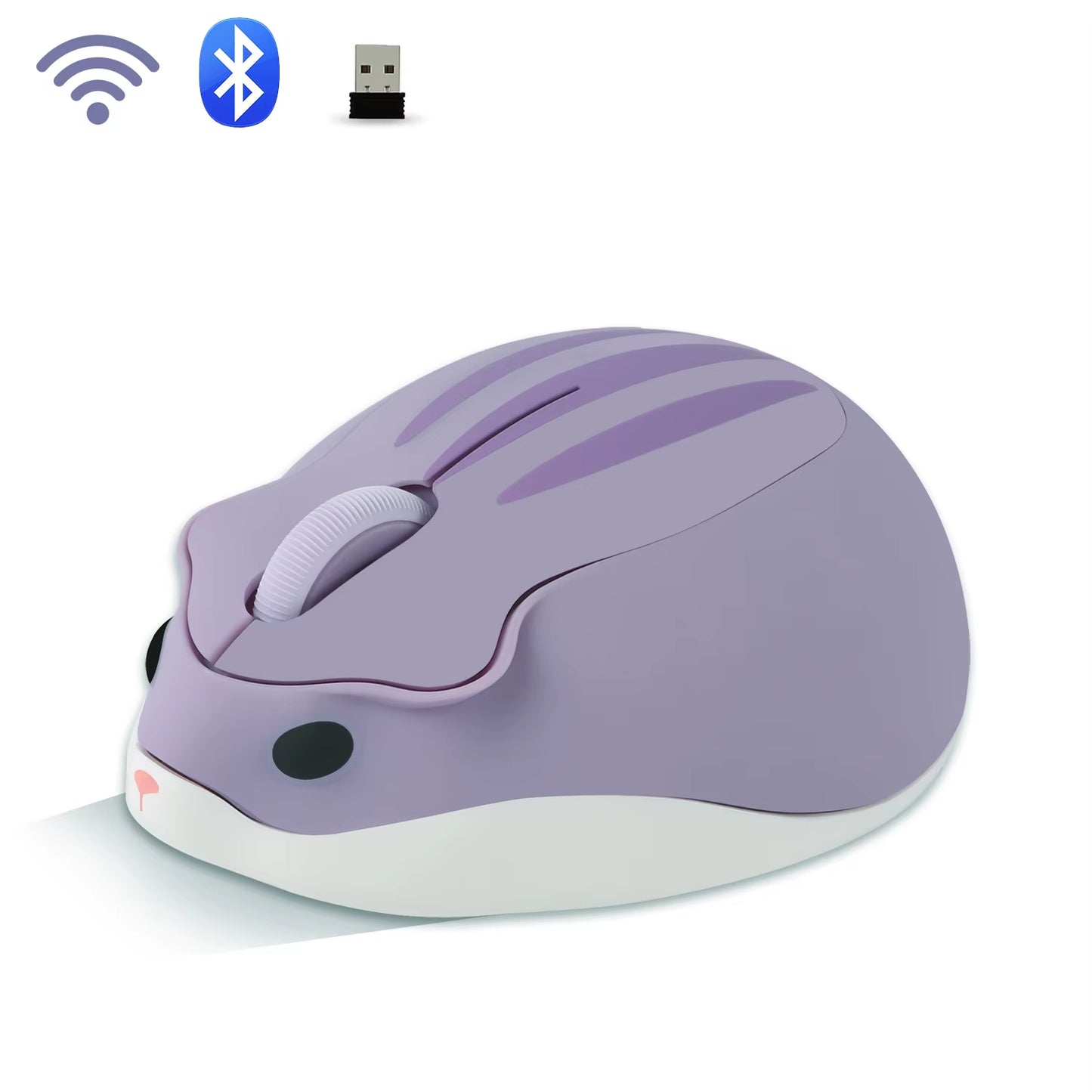 2.4G Wireless Optical Mouse - Ergonomic Mini Hamster Design in Pink, 1600 DPI, Ideal for Laptops and Kids' Gifts