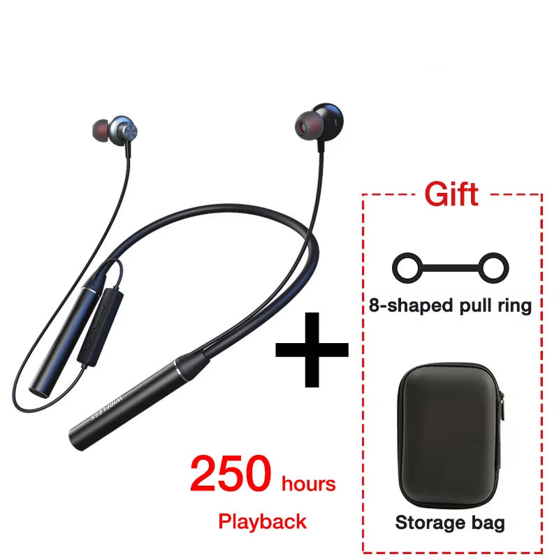 180 Hour Endurance Bluetooth Headphone Bass Wireless Headphones with Mic Stereo Neckband Earphones Sport Headset TF Card