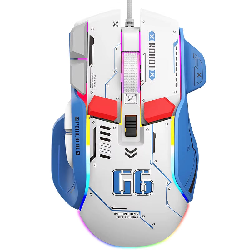 G6 Wired Gaming Mouse with 128000 DPI, Chipa826 RGB, Macro-Programmable, Ergonomic Design for Enhanced Gaming and Productivity