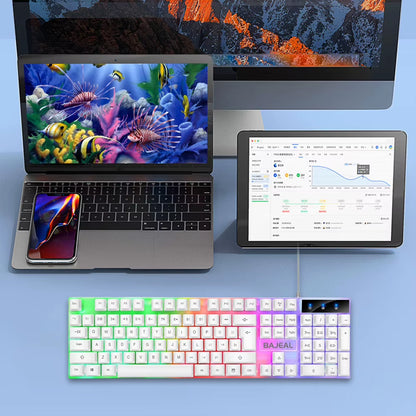 Mechanical RGB Gaming Keyboard with 98 Keys, Backlit Key Caps, USB Wired Connection for PC and Laptop Gamers