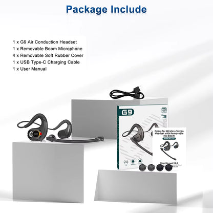 Trucker Bluetooth Headset Sports Wireless Headphones with Removeable Boom Microphone Mute Button Open Ear Bluetooth Earphones