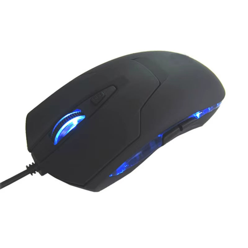 Ergonomic Wired USB-C Gaming Mouse with Blue RGB Lighting, 2400 DPI, and 6 Buttons for Windows PC and Laptop Gamers