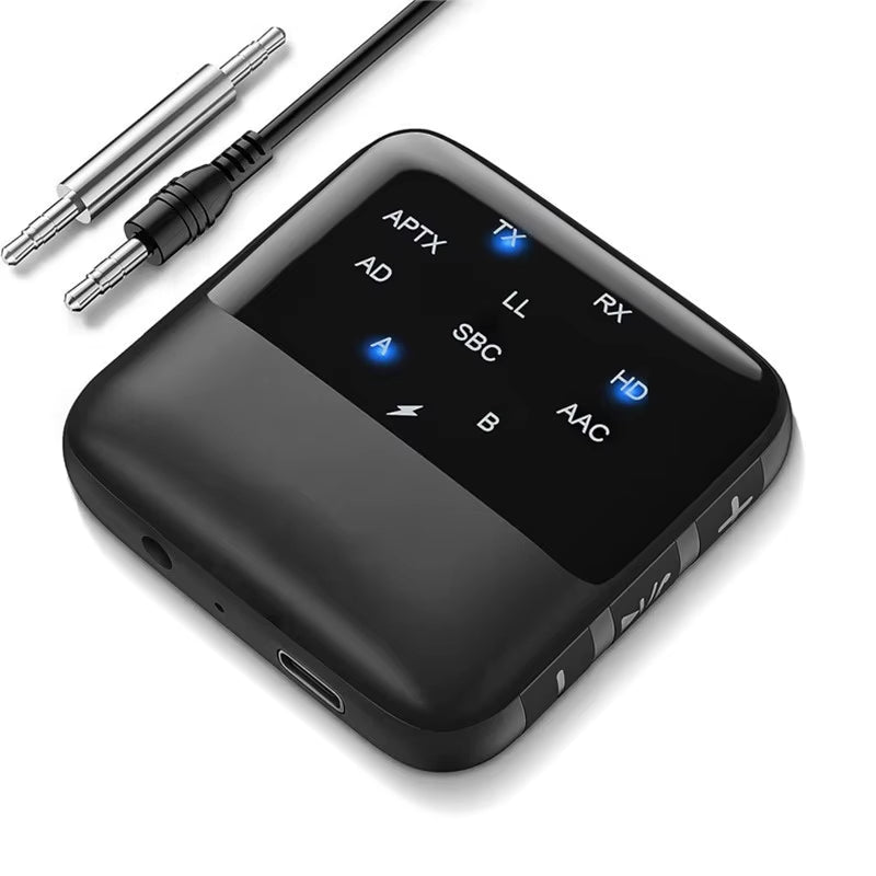 Bluetooth 5.2 Receiver Transmitter APTX HD Low Latency 3.5Mm AUX 2 in 1 Wireless Audio Adapter for Car Headphones Speaker TV PC