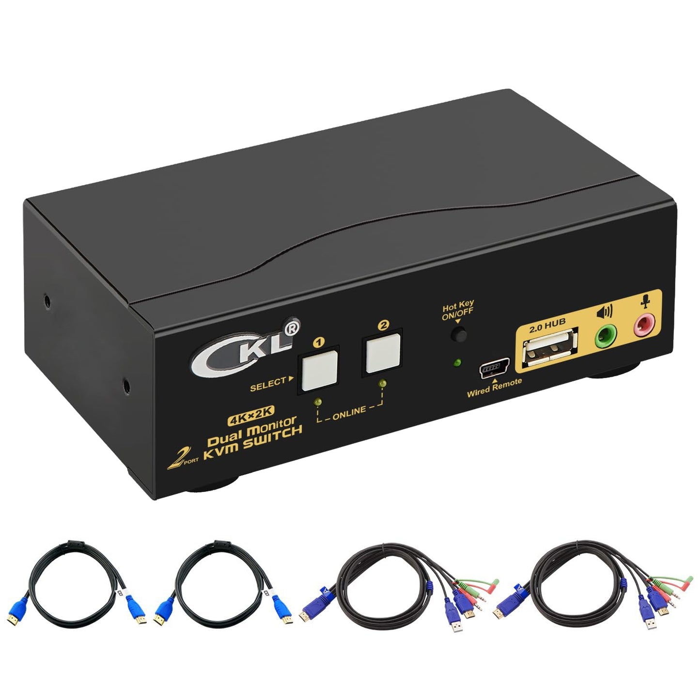 4K Dual Monitor KVM Switch for Two Computers with HDMI Support (4K@30Hz)