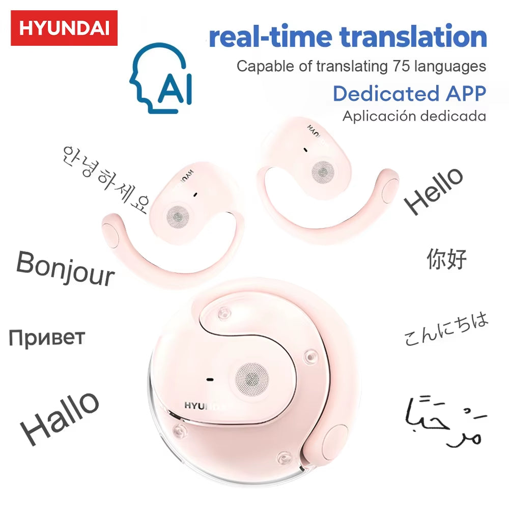 HY-T26 PRO AI Language Translation Earbuds Bluetooth 5.4 150 Languages Real Time Headphones for Travel Business Learning