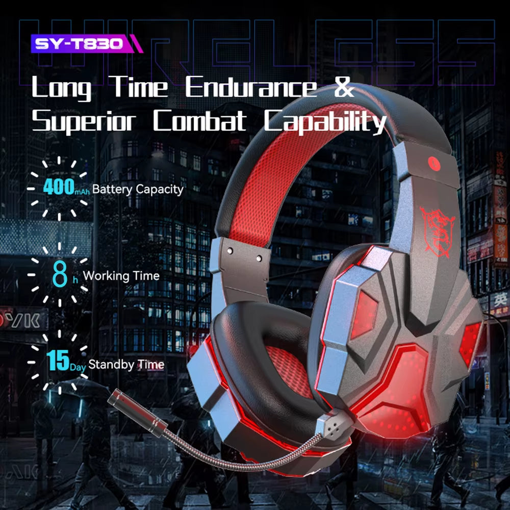 Professional Bluetooth Gaming Headphones with Detachable Microphone for Laptop Xbox Smart Phone Gamer Headset Gifts