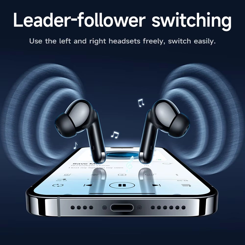 HOCO EQ14 Touch Screen ANC Earphone Bluetooth 5.3 Active Noise Cancellation Wireless Headphone Fast Charge Earbuds Low Latency