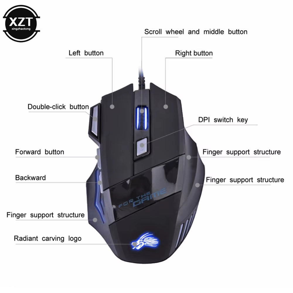 Professional Shenlong 7-Button LED Optical USB Wired Gaming Mouse for Competitive Gamers