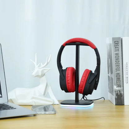 RGB Gaming Headphone Stand - Over-Ear Headset Display Holder for Desk Use