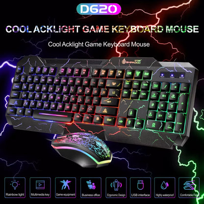 Burst Professional Gaming Keyboard and Mouse Set with Mechanical Feel and Luminous Features