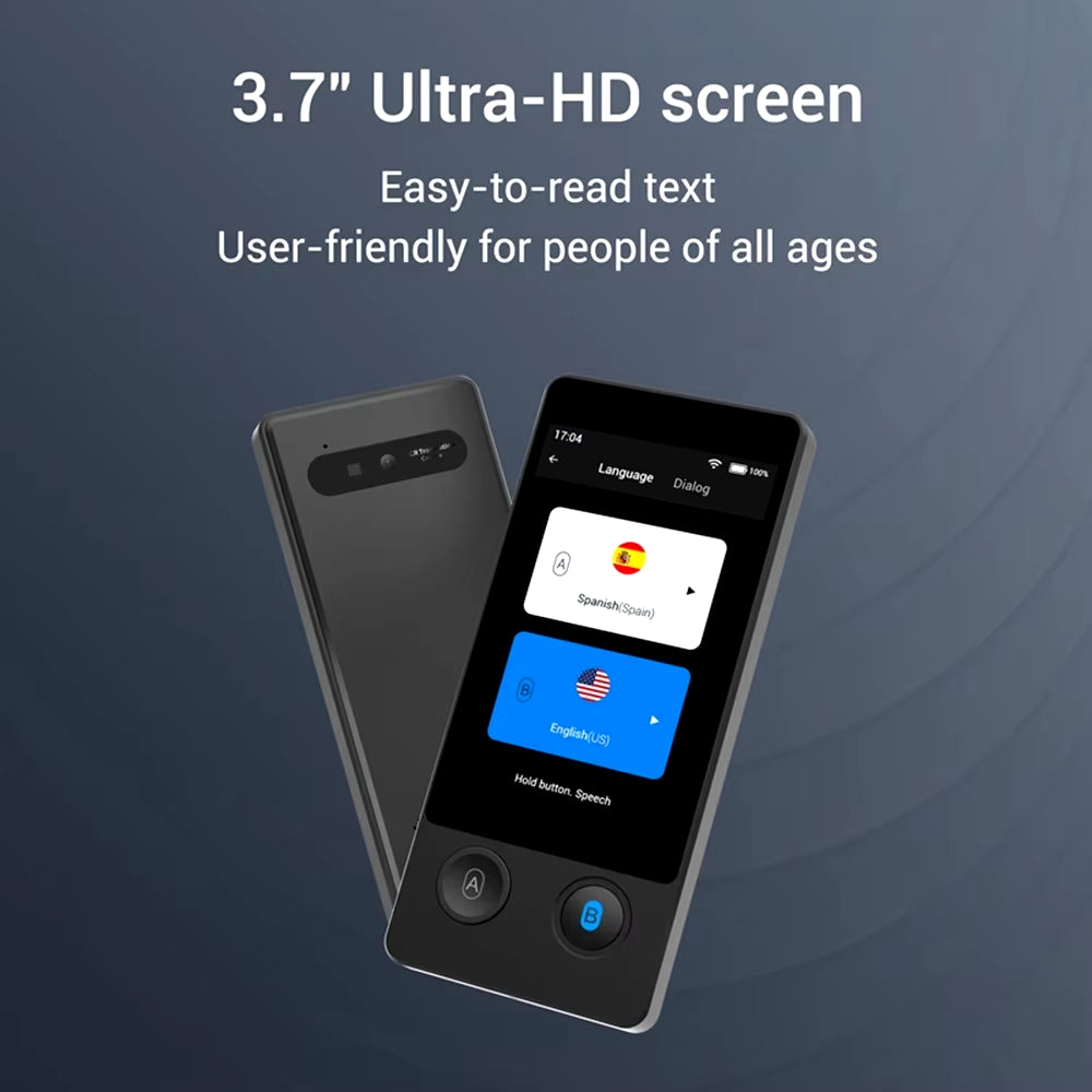 W12 Intelligent Voice Translator - 144 Languages, 3.7-Inch Real-Time Text and Photo Translation with Simultaneous Interpretation