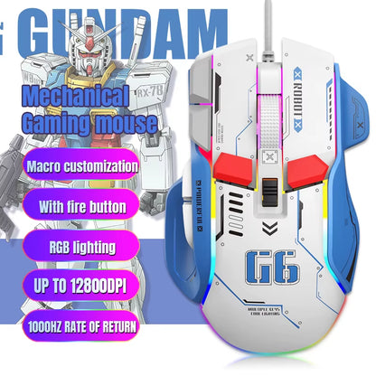 G6 Wired Gaming Mouse with 128000 DPI, Chipa826 RGB, Macro-Programmable, Ergonomic Design for Enhanced Gaming and Productivity