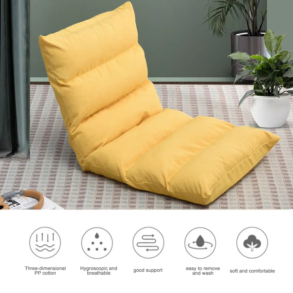 Adjustable Japanese Floor Chair with Back Support - Folding Padded Lounger and Gaming Sofa Chair