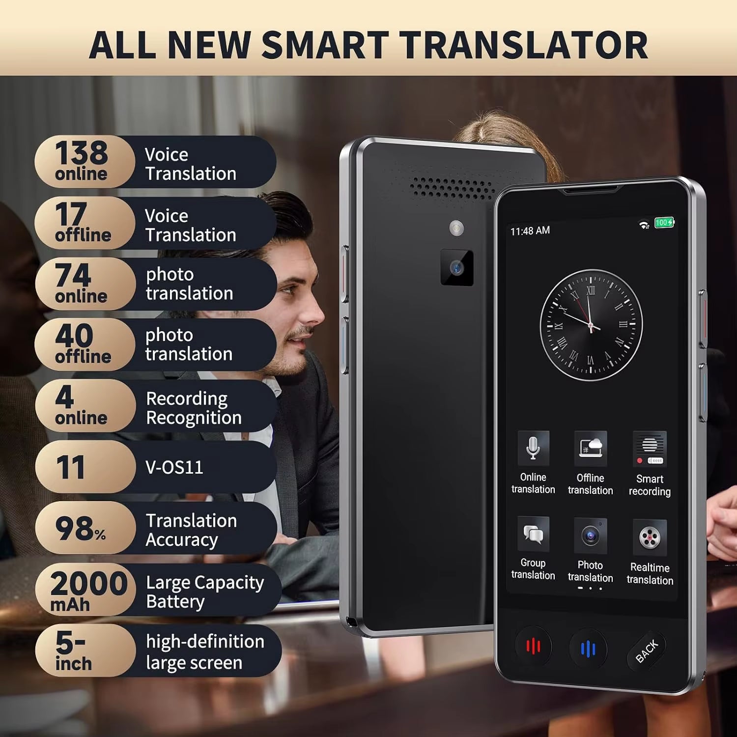 4G A20 Translator Arrival Smart Voice Translator Device Chinese English Language 4G Photo Translation Machine A20 4G Smart Tran