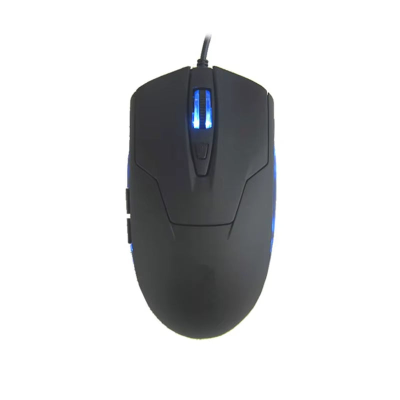 Ergonomic Wired USB-C Gaming Mouse with Blue RGB Lighting, 2400 DPI, and 6 Buttons for Windows PC and Laptop Gamers