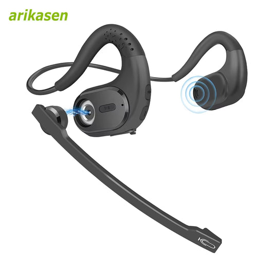 Trucker Bluetooth Headset Sports Wireless Headphones with Removeable Boom Microphone Mute Button Open Ear Bluetooth Earphones