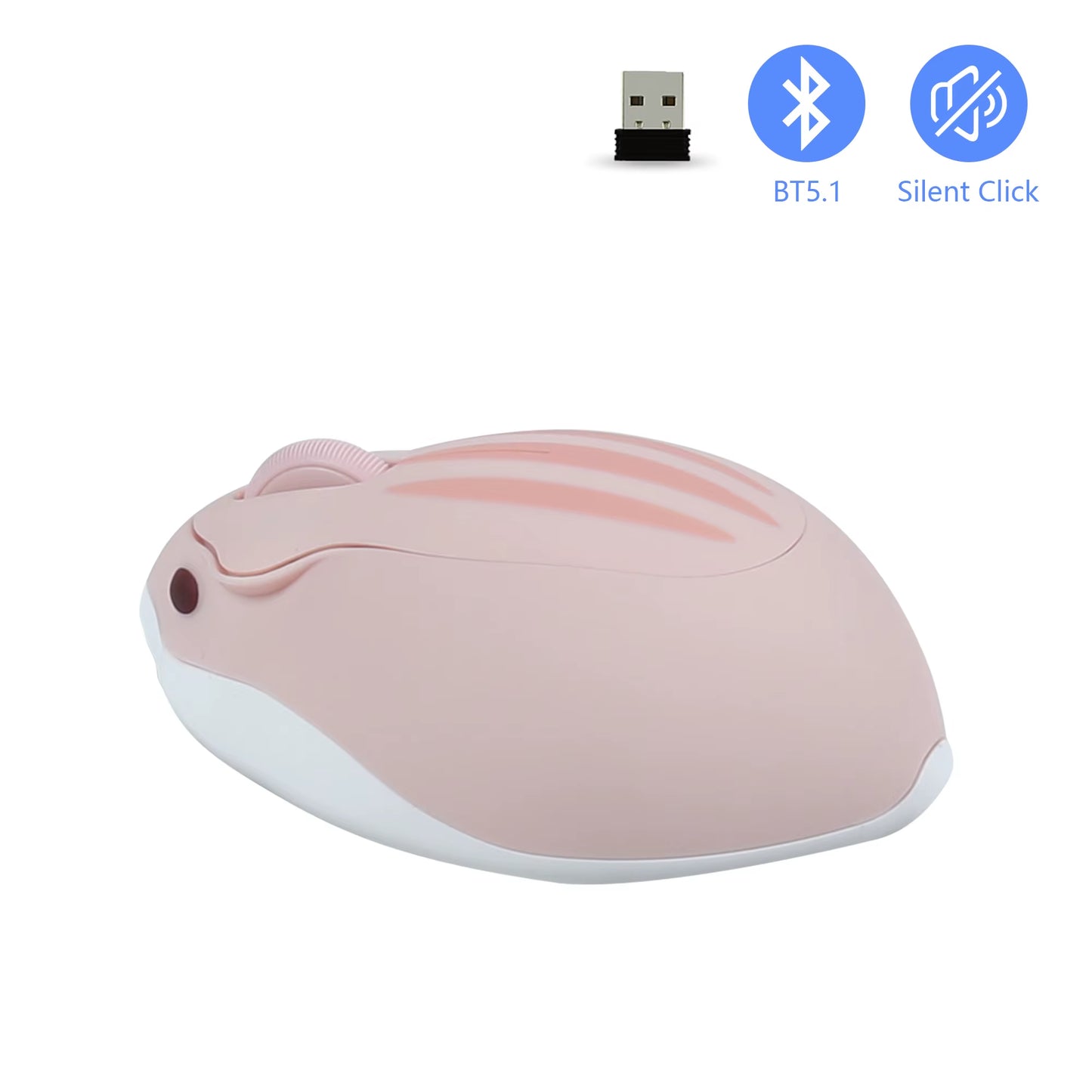 2.4G Wireless Optical Mouse - Ergonomic Mini Hamster Design in Pink, 1600 DPI, Ideal for Laptops and Kids' Gifts