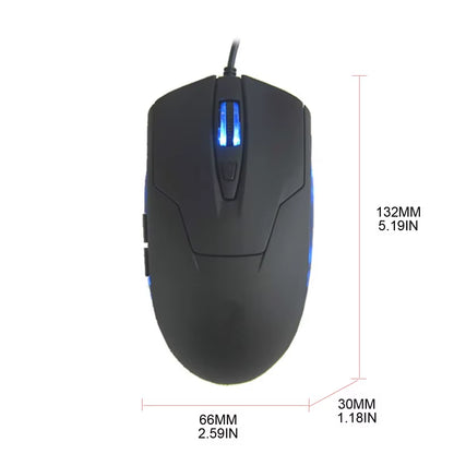 Ergonomic Wired USB-C Gaming Mouse with Blue RGB Lighting, 2400 DPI, and 6 Buttons for Windows PC and Laptop Gamers