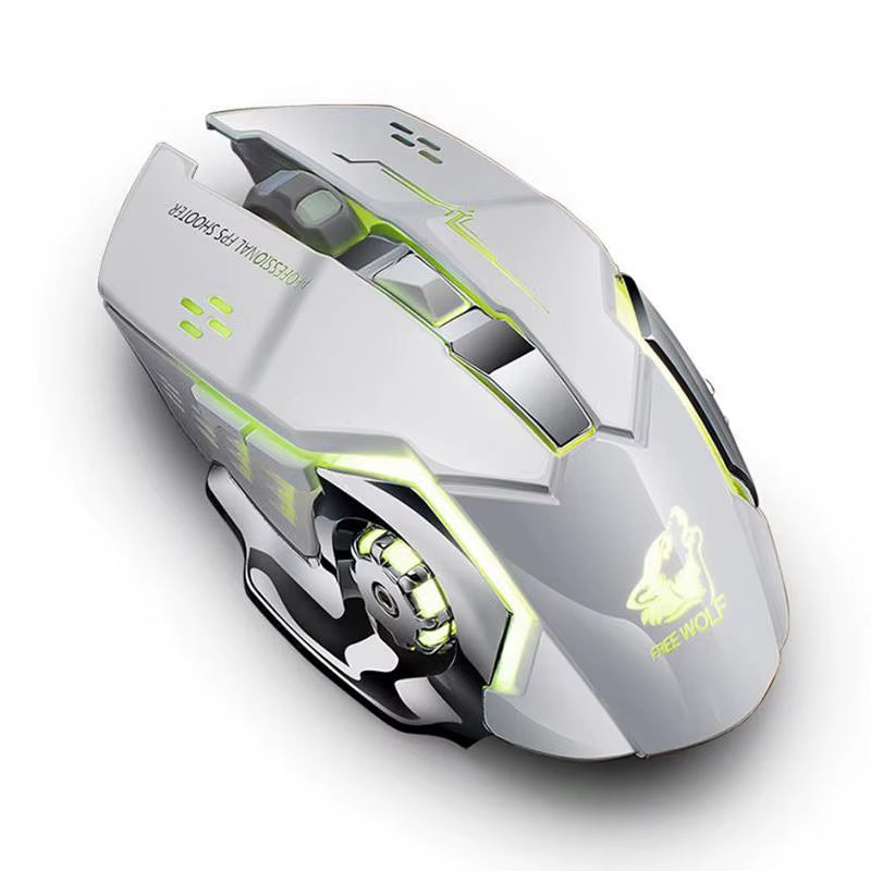 Rechargeable X8 Wireless Ergonomic Gaming Mouse with Silent LED Backlighting and USB Optical Sensor