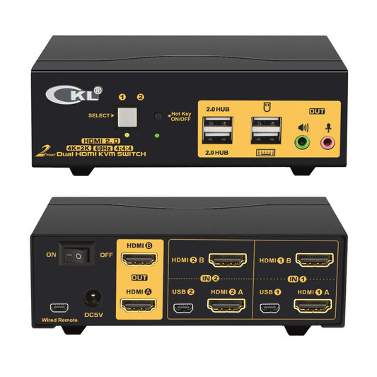 4K Dual Monitor KVM Switch for Two Computers with HDMI Support (4K@60Hz)