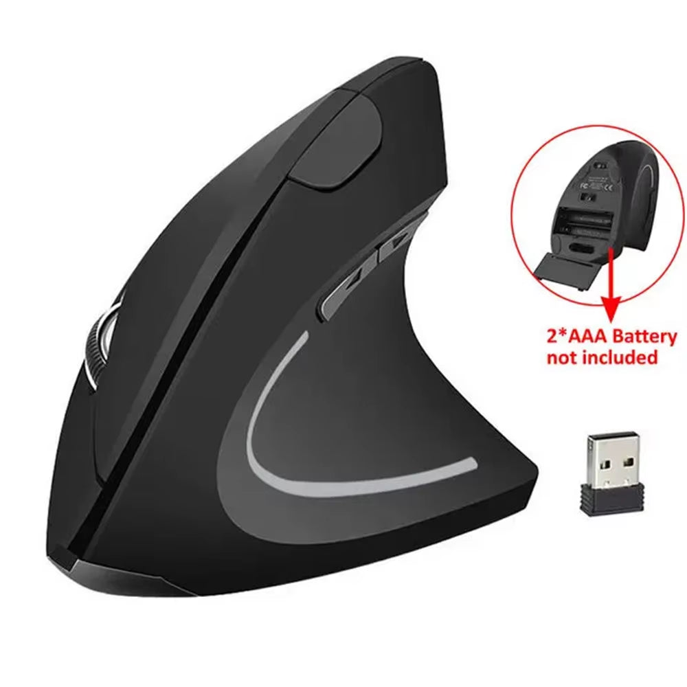 2.4GHz Wireless Vertical Ergonomic Gaming Mouse for Right-Handed Users - USB Compatible for PC and Laptop Use in Home and Office