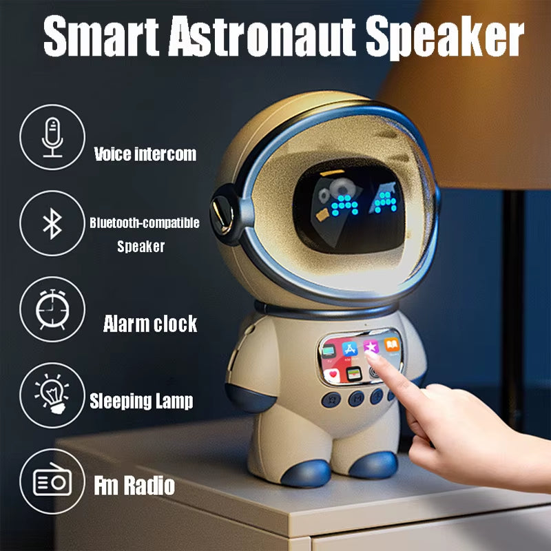 Smart Astronaut Bluetooth Speaker - Portable Stereo with AI Interaction and Alarm Clock - Innovative Gift Option