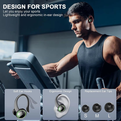 TWS Wireless Earphones Bluetooth 5.3 Sports Headphone IPX7 Waterproof Headsets Touch Control 9D Stereo Headset with Mic Earpiece