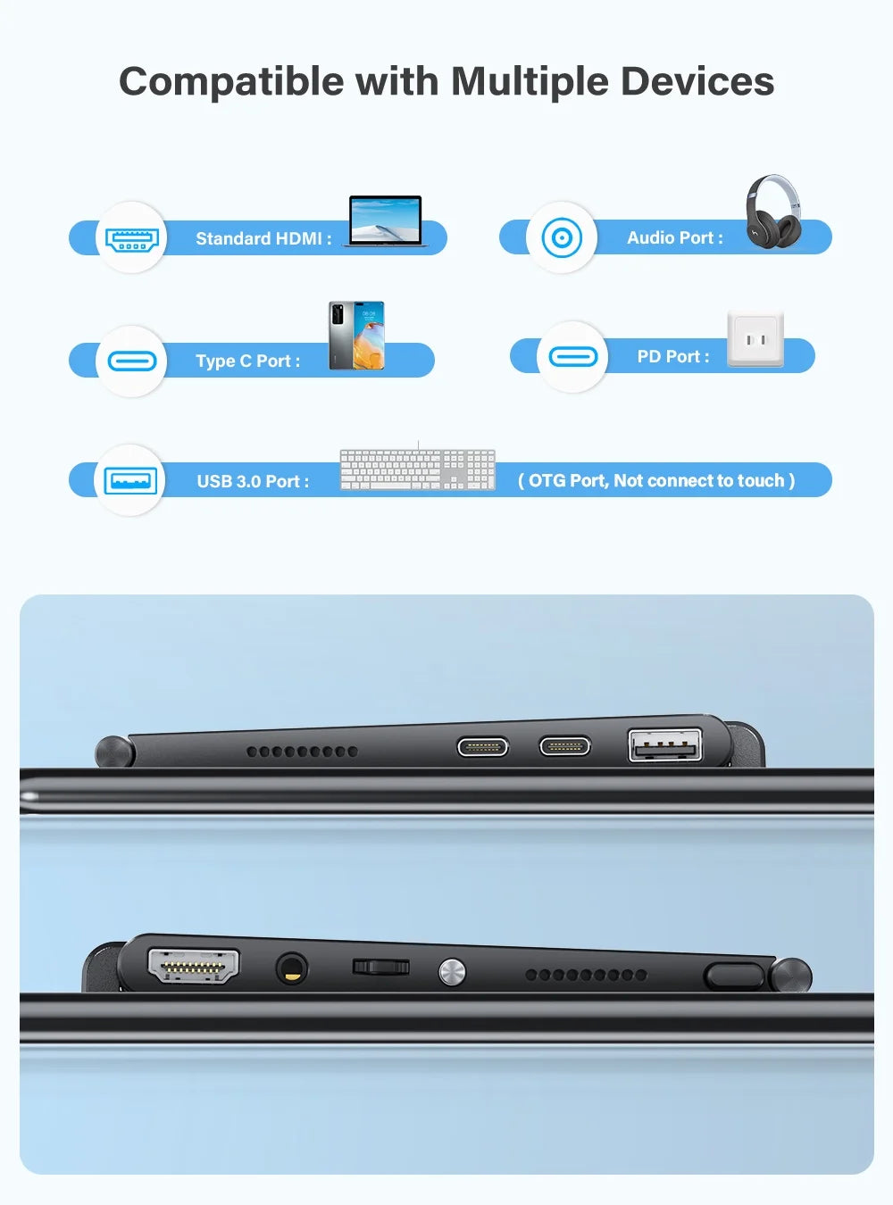 Portable Monitor Freestanding, 15.6" FHD 1080P 100% Srgb IPS Second Screen for Laptop, PC, PS5, Xbox