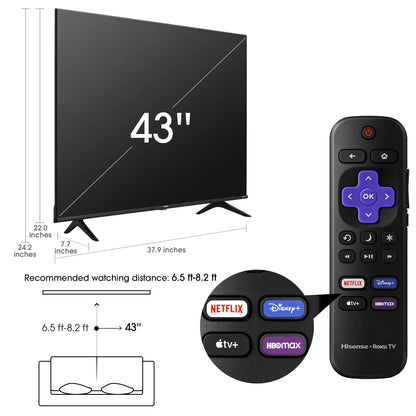 43" Class 4K UHD LED LCD Smart Roku TV HDR R6 Series 43R6E3