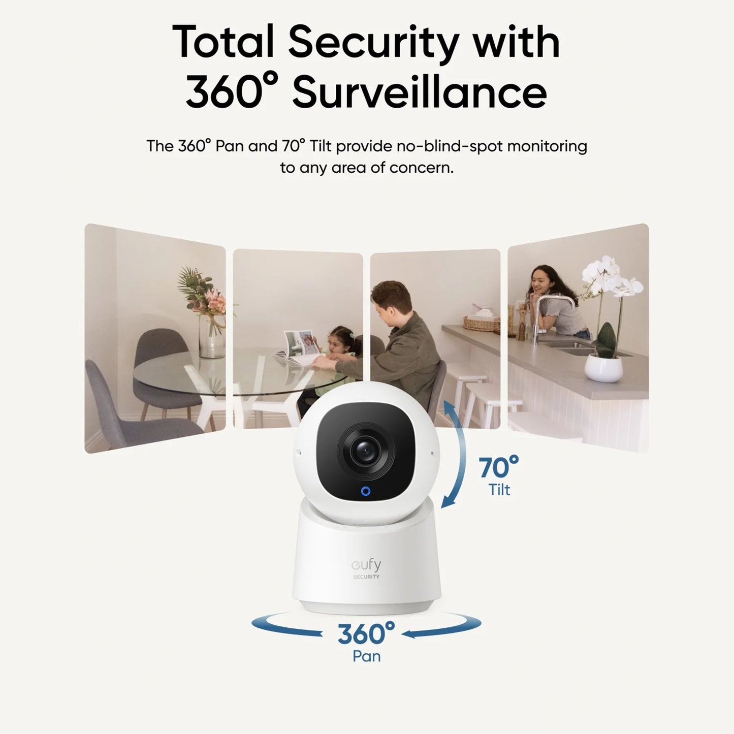 Solo Indoor-Cam C220 Wired 2K Surveillance Camera, 24/7 Recording, AI Human Detection