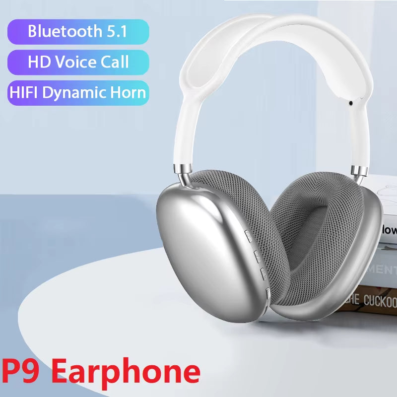 P9 Wireless Bluetooth Noise-Cancelling Headphones with Microphone - Over-Ear Sports Gaming Headset for Apple iPhone