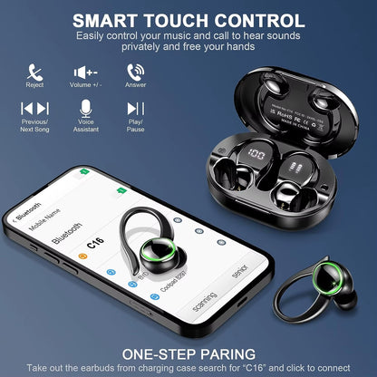 TWS Wireless Earphones Bluetooth 5.3 Sports Headphone IPX7 Waterproof Headsets Touch Control 9D Stereo Headset with Mic Earpiece